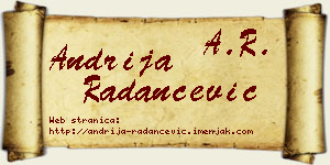 Andrija Radančević vizit kartica